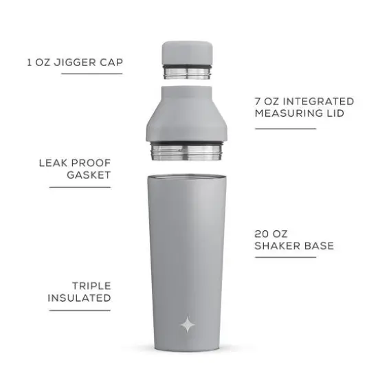 JoyJolt&reg; 20oz. Vacuum Insulated Cocktail Protein Shaker Gray {5}