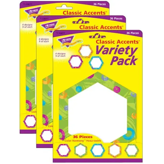 Trend Enterprises&reg; Color Harmony&trade; Hexa-Swirls Classic Accents&reg;, 3 Packs of 36 {1}