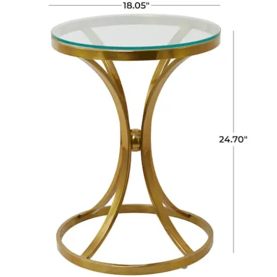 Gold Stainless Steel Contemporary Accent Table, 18" x 18" x 25" {7}
