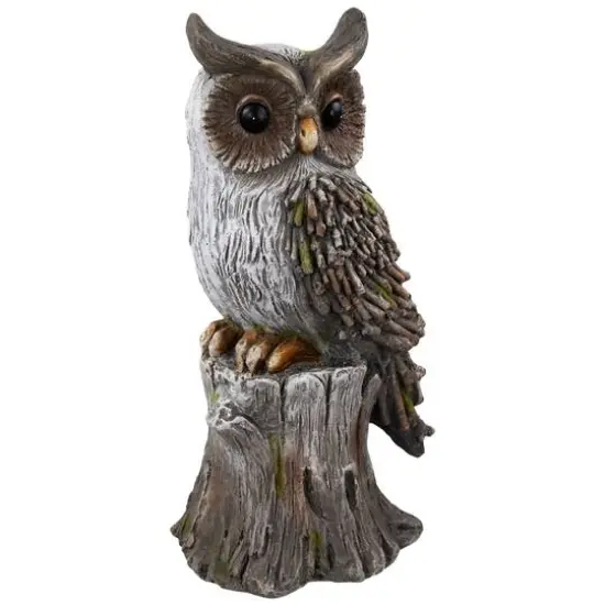 17.75" Perched Owl Outdoor Garden Statue {1}