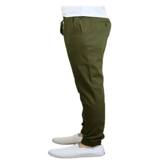Galaxy By Harvic Slim Fit Basic Stretch Twill Men's Joggers Olive {4}