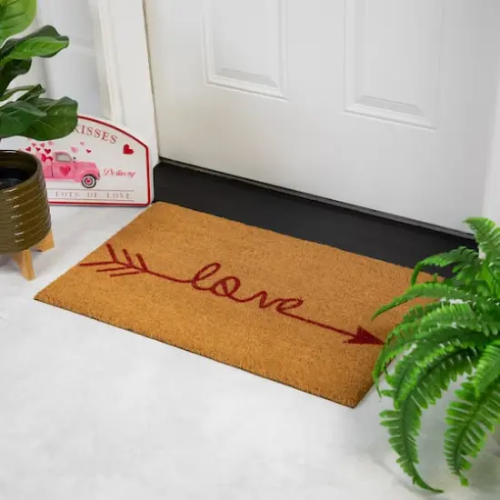 Red Love Arrow Natural Coir Outdoor Doormat {3}
