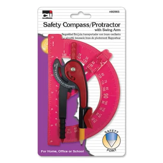 Charles Leonard Safety Compass & Swing Arm Protractor, 12ct. {4}