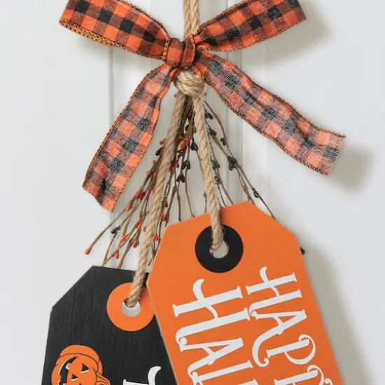 Glitzhome&reg; 24.75" Halloween Wooden Doorknob Hanging D&eacute;cor {5}
