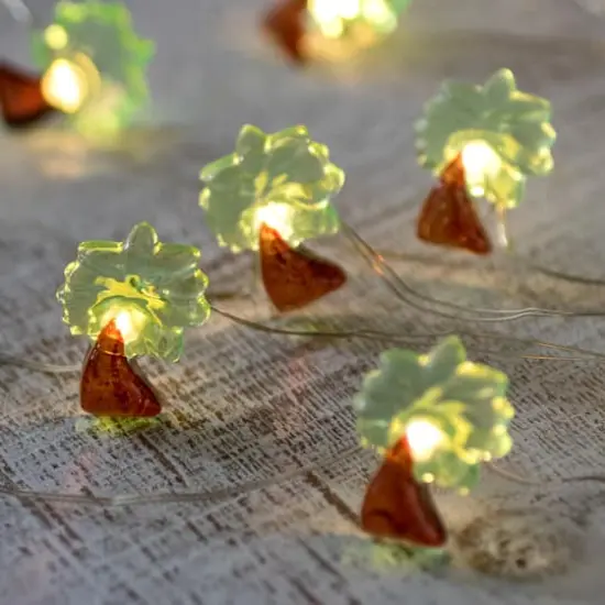 10ct. LED Green & Brown Palm Tree Fairy Lights Set {1}