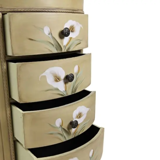 4-Drawer Antique Accessory Table with Calla Lily Floral Art {7}