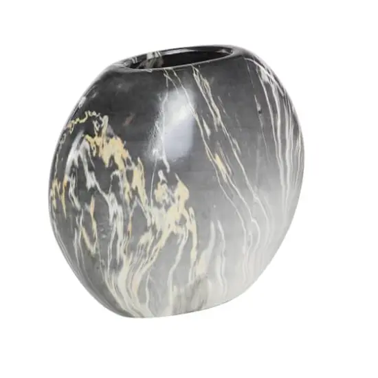 Set of 3 Grey Stoneware Contemporary Vase, 9" x 8" {3}