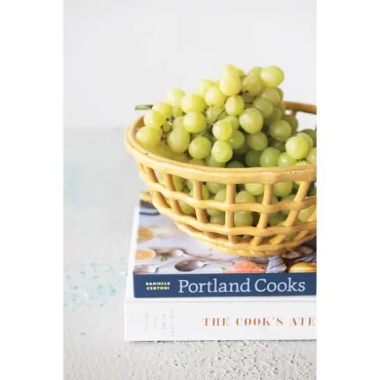 Hello Honey® 10" Handmade Reactive Glaze Stoneware Basket Bowl {3}