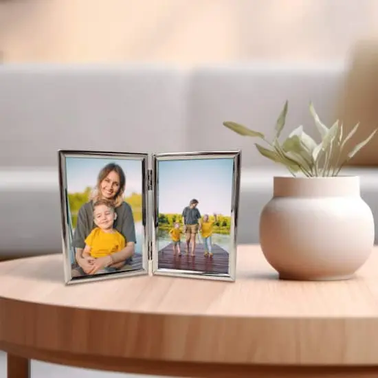 2-Opening Basics™ 4" x 6" Silver Rounded Metal Tabletop Frame by Studio Décor® {3}