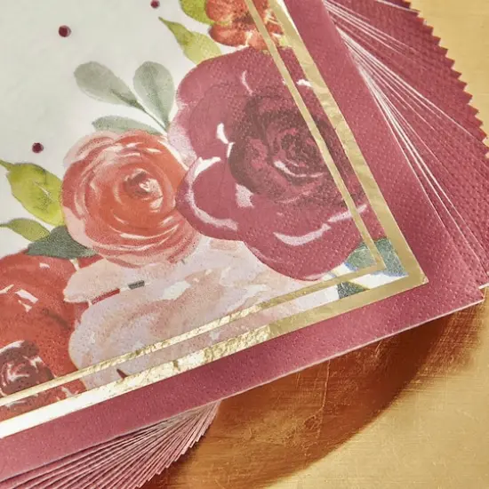 Kate Aspen® Burgundy Blush Floral 2 Ply Paper Napkins, 120ct. {4}