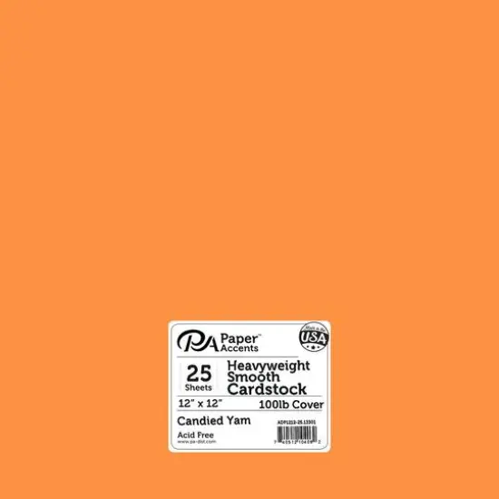 PA Paper&trade; Accents Smooth 12"x 12" Heavyweight Cardstock, 25 Sheets Candied Yam {1}