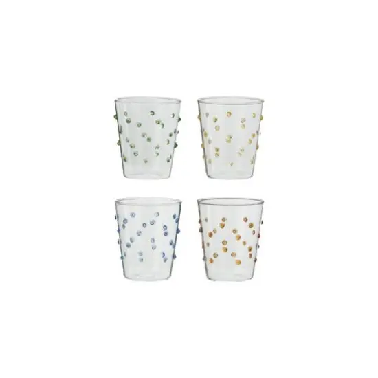 Hello Honey 13oz. Multicolor Dotted Borosilicate Glassware Set, 4ct. {1}