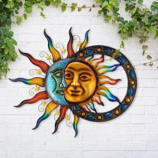 Glitzhome&reg; 33.5" Metal Sun & Moon Wall D&eacute;cor {3}
