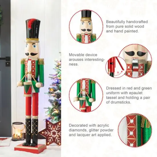 Glitzhome&reg; 54" Wooden Christmas Glitter Soldier Nutcracker {7}