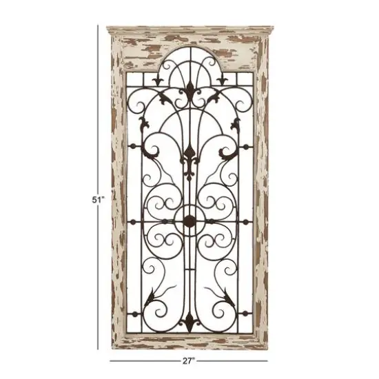 51" White Metal Rustic Ornamental Wall Decor {7}