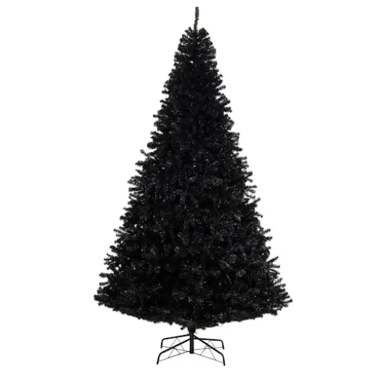 10ft. Pre-Lit Black Artificial Christmas Tree, Clear LED Lights {4}