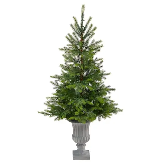 56in. Pre-Lit North Carolina Spruce Artificial Christmas Tree In Decorative Urn, Clear Lights {4}