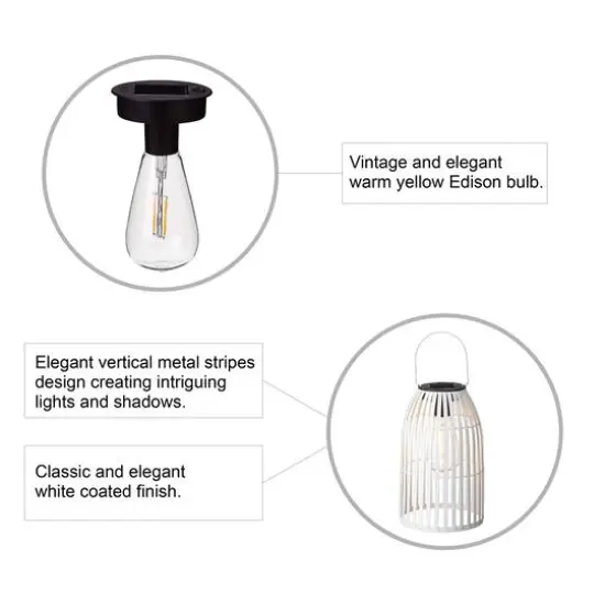 Glitzhome® 10" Woven Solar Powered Outdoor Hanging Lantern White {9}