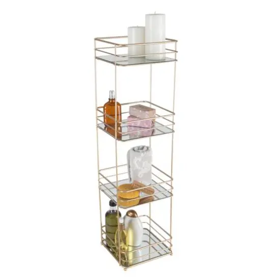 Elle D&eacute;cor Satin Gold 4 Tiered Spa Tower {1}