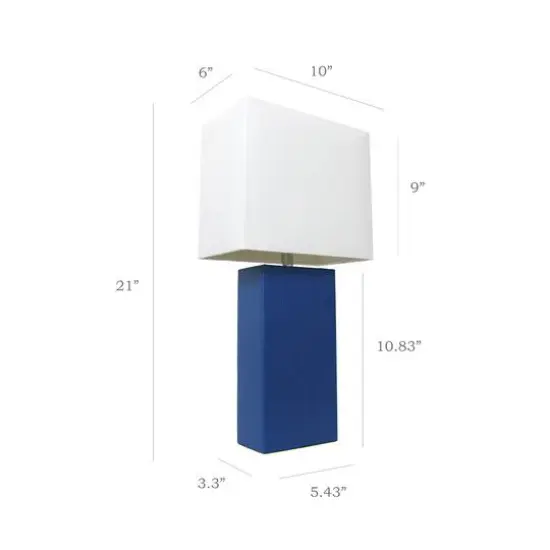 Elegant Designs&trade; 2 Pack Leather Table Lamps with White Shades Blue and White {4}