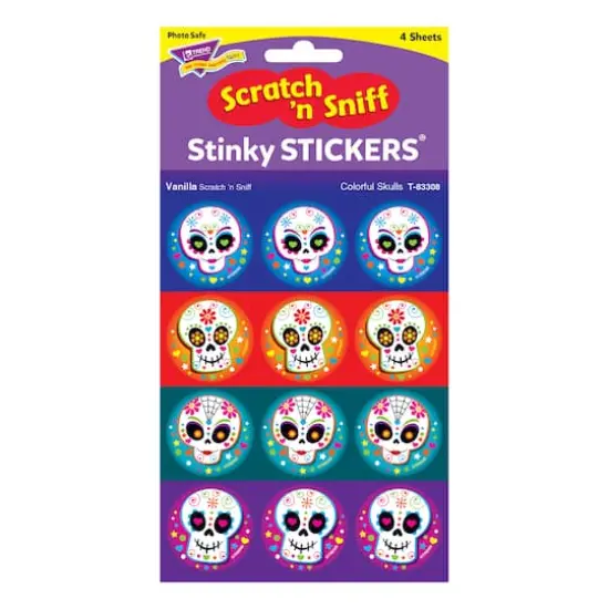 Trend Enterprises&reg; Colorful Skulls Stinky Stickers&reg;, 6 Packs of 48 {4}
