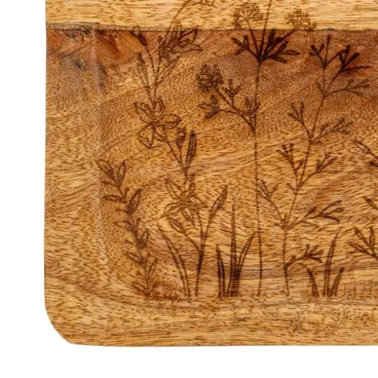 Hello Honey&reg; 11.75" Mango Wood Tray with Laser Etched Botanicals {9}
