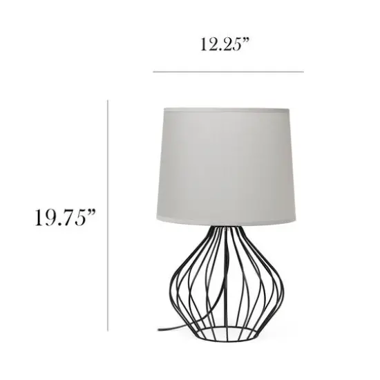 Simple Designs 19.7" Geometrically Wired Table Lamp Black with Gray Shade {4}