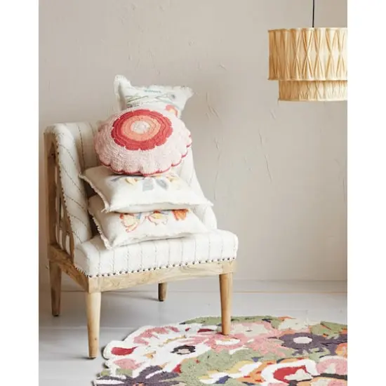 Hello Honey&reg; 4ft. Multicolor Cotton Tufted Organic Shaped Flower Field Rug {3}