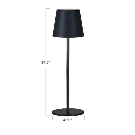 Hello Honey® 14.5" Black Round Metal LED Rechargeable Table Lamp {4}