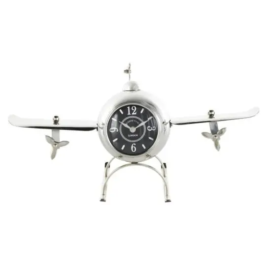 19" Silver Stainless Steel Decorative Airplane Clock {9}