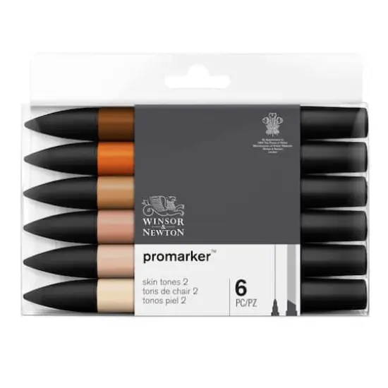 Winsor & Newton&reg; ProMarker&trade; 6 Marker Set, Skin Tones 2 {1}