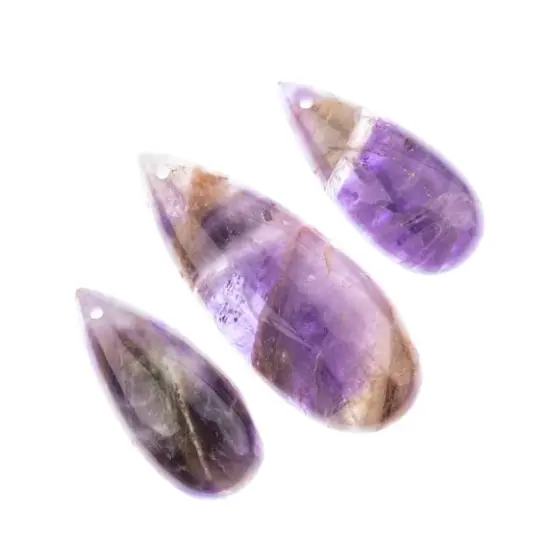 John Bead Earth&rsquo;s Jewels Natural Stone Teardrop Pendant Slices Amethyst {3}