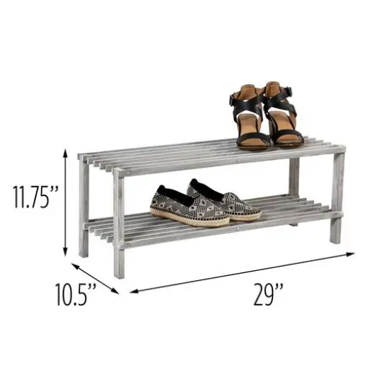Honey Can Do Gray 2-Tier Wood Shoe Rack {7}