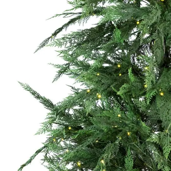 6.5ft. Pre-Lit Medium Weeping Cedar IPT Artificial Christmas Tree, Dual Color LED Lights {5}