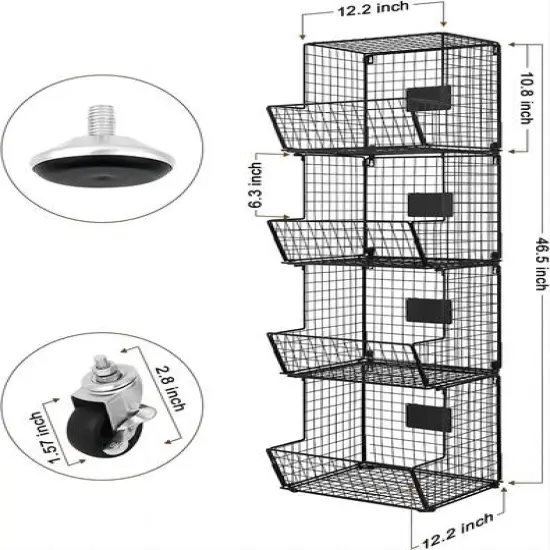 Black 4-Tier Rolling Fruit Cart {3}