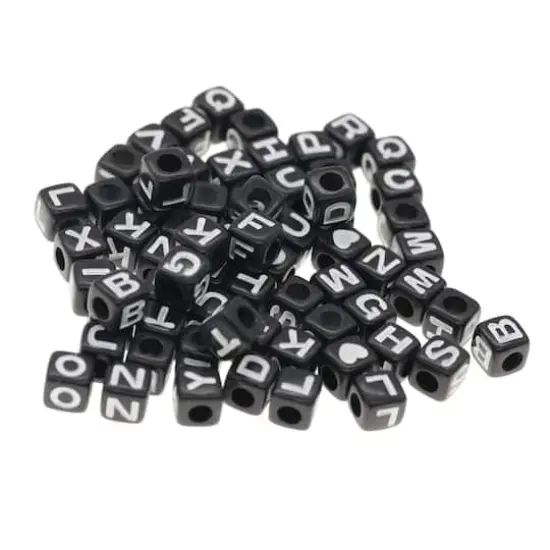 1/2lb. Black Square Alphabet Beads by Creatology&trade;, 6.5mm {1}