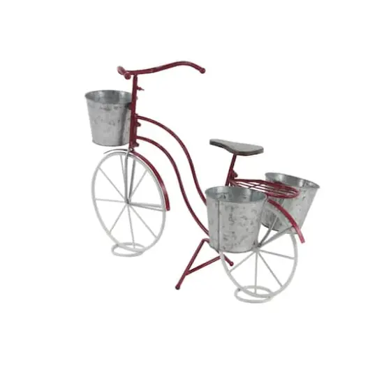 31" Red Tin Vintage Bicycle Planter {3}