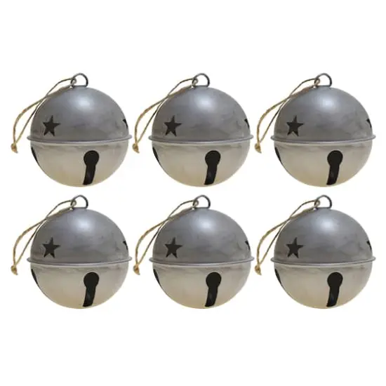 Haute Decor 6ct. 3.5" Silver Jingle Bell Ornaments {1}
