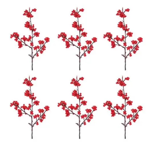 23" Red Berry Twig Sprays, 6ct. {1}