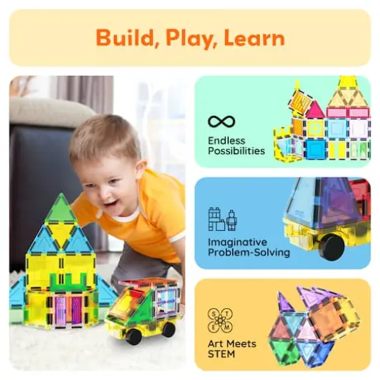 PicassoTiles 61-Piece Magnetic Tile Set with Windows & Doors {5}