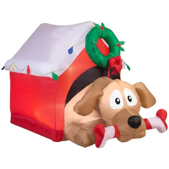3.6ft. Airblown&reg; Inflatable Christmas Animated Dog with Candy Cane Bone {1}