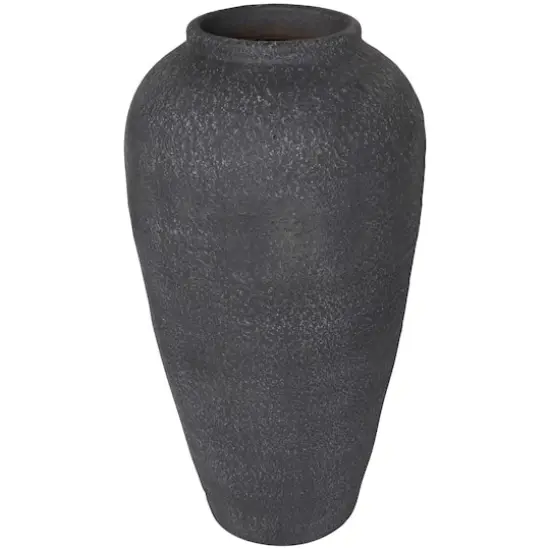20" Black Ceramic Textured Vase {1}