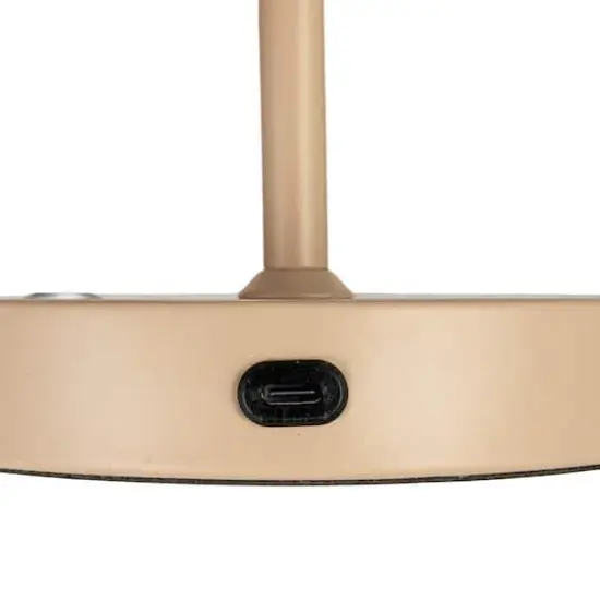 Hello Honey&reg; 11" Tan Round Metal LED Rechargeable Table Lamp {9}