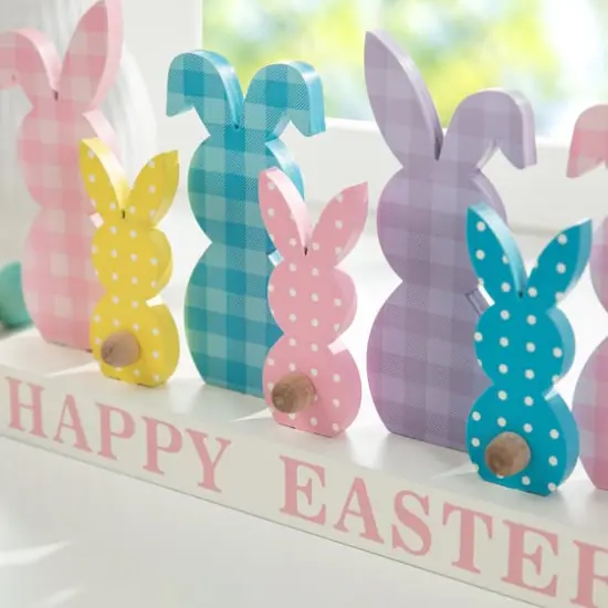 Glitzhome&reg; 11.75" Easter Wooden Bunny Family Table D&eacute;cor {5}