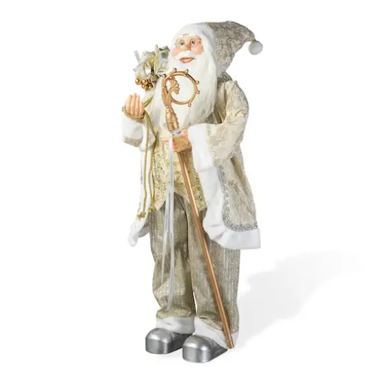 Glitzhome&reg; 35.5" Faux Fur Elegant Christmas Santa Figurine {1}