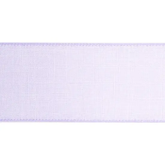 2.5" x 25ft. Faux Linen Wired Ribbon by Celebrate It™ Décor Lavender {4}