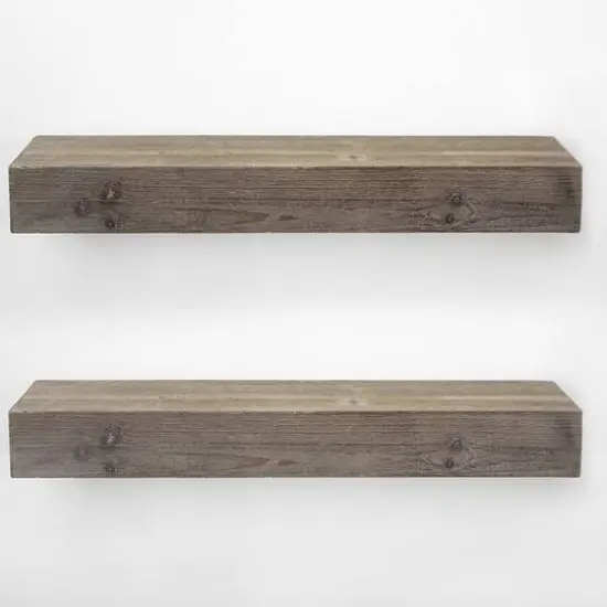 Small Gray Rustic Wood Floating Wall Shelf {7}