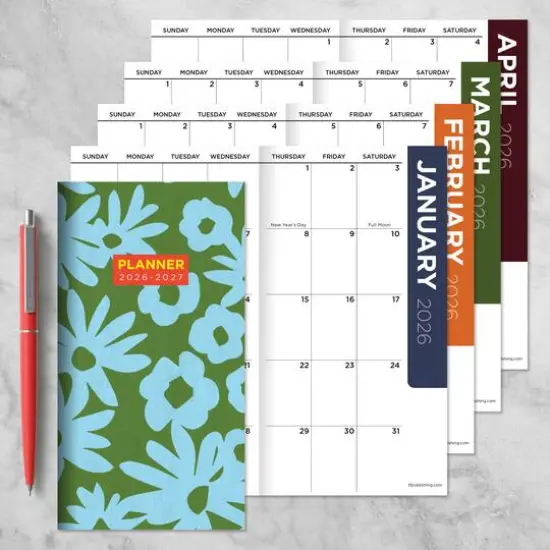 2026-2027 Flower Stencil Small Monthly Pocket Planner {8}
