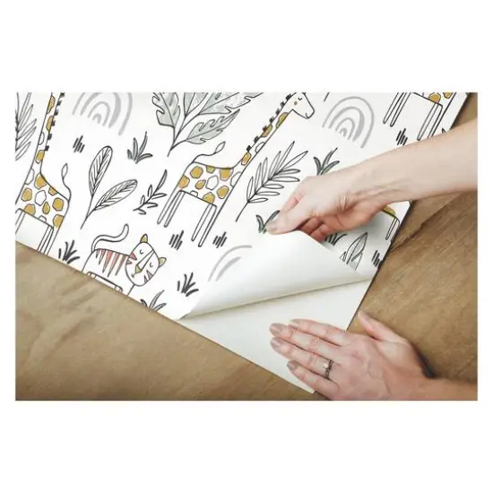 RoomMates White & Yellow Jungle Menagerie Peel & Stick Wallpaper {8}