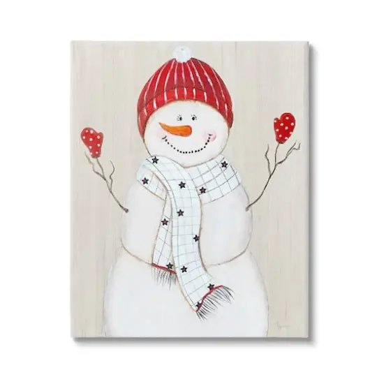 Stupell Industries 36" x 48" Seasonal Smiling Snowman Canvas Wall Art {1}